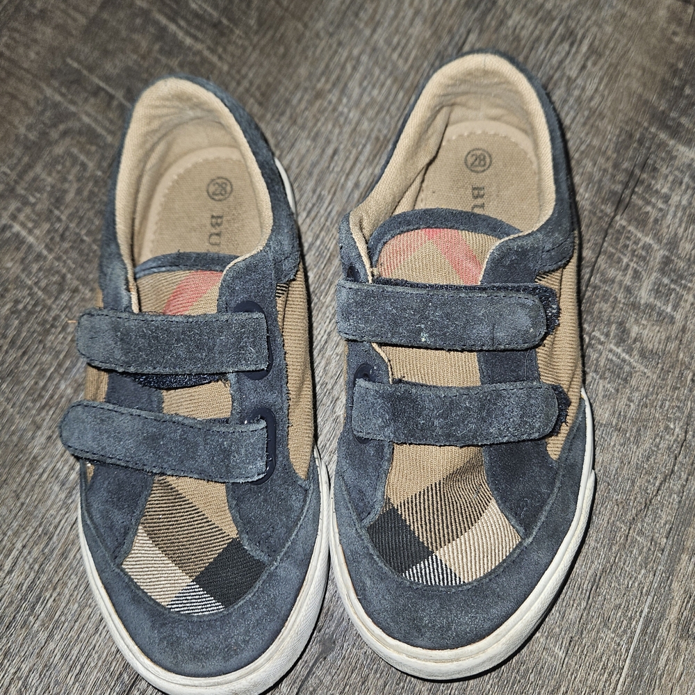 Burberry Kids Sneakers in Navy and Beige Plaid